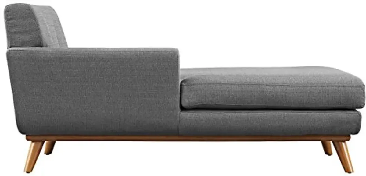 Modway Engage Mid-Century Modern Upholstered Fabric Left-Arm Chaise in Gray