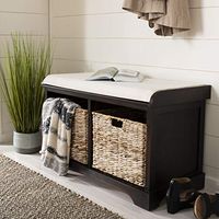 SAFAVIEH Home Collection Freddy Brown/ Wicker Basket 2-Drawer Storage Bench with Cushion (Fully Assembled)