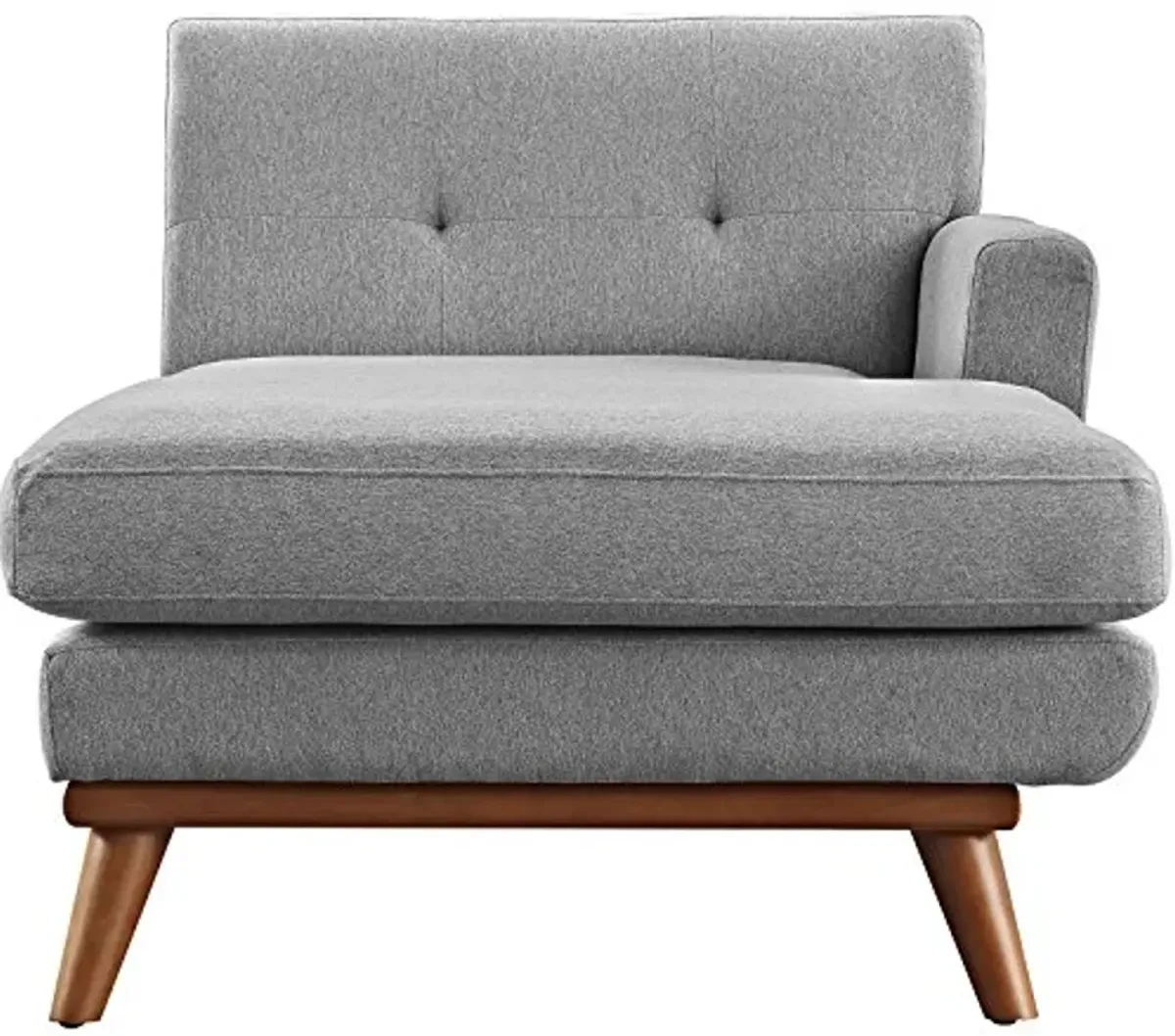 Modway Engage Mid-Century Modern Upholstered Fabric Right-Arm Chaise in Expectation Gray