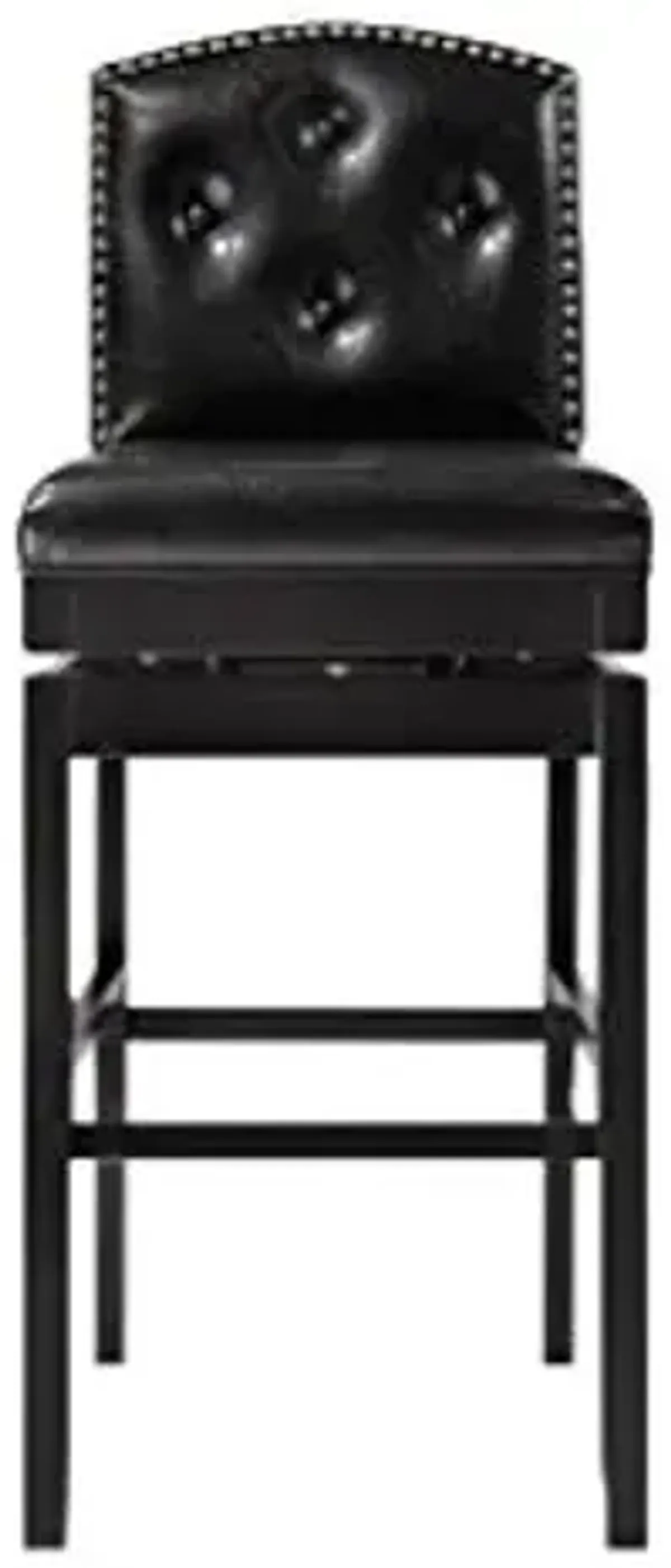 Baxton Studio Ginaro Modern & Contemporary Faux Leather Button-Tufted Upholstered Swivel Bar Stool (Set of 2), Dark Brown