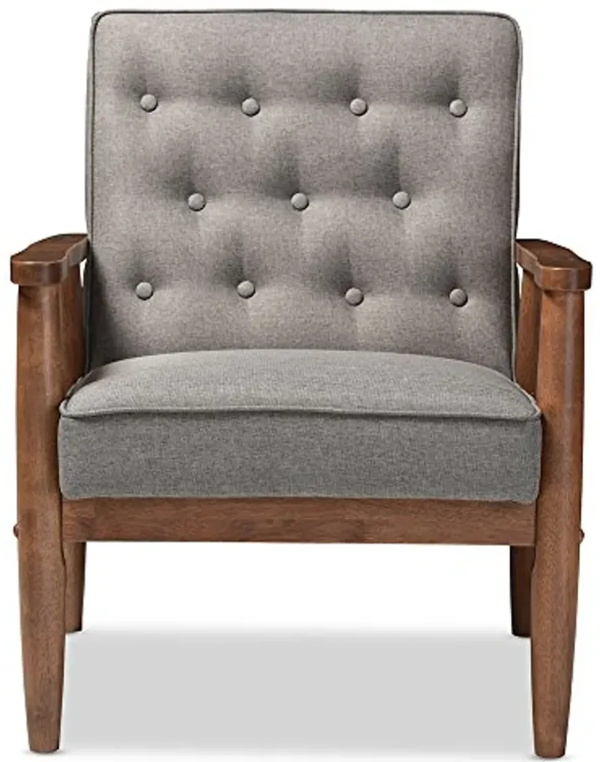 Baxton Studio Sorrento Accent Chair, 1 Seater, Grey, Brown