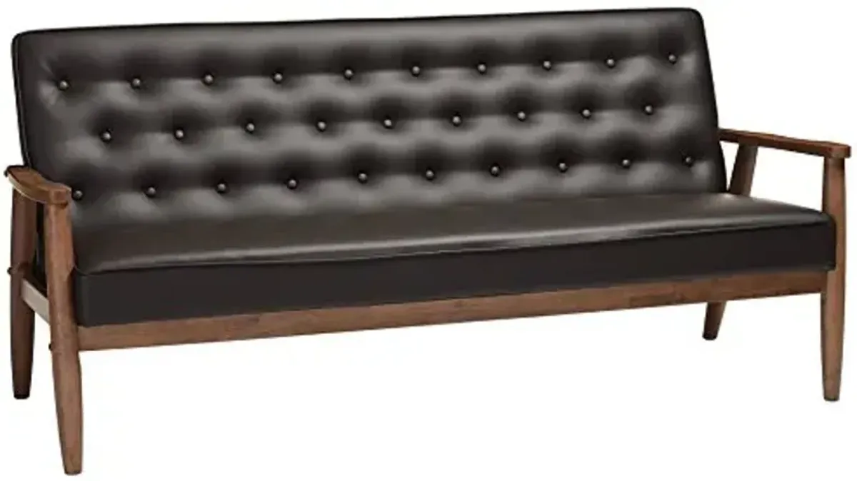 Baxton Studio Sorrento Sofas, 3 Seater, Brown