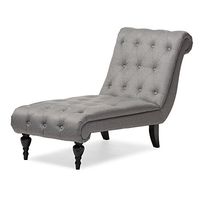 Baxton Studio Layla Mid-century Retro Modern Grey Fabric Upholstered Button-tufted Chaise Lounge, Grey