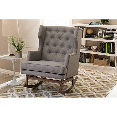 Baxton Studio BBT5195-Grey RC Rocking-Chairs, Grey