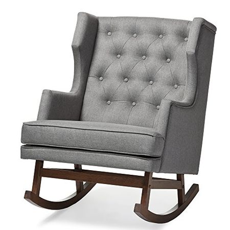 Baxton Studio BBT5195-Grey RC Rocking-Chairs, Grey