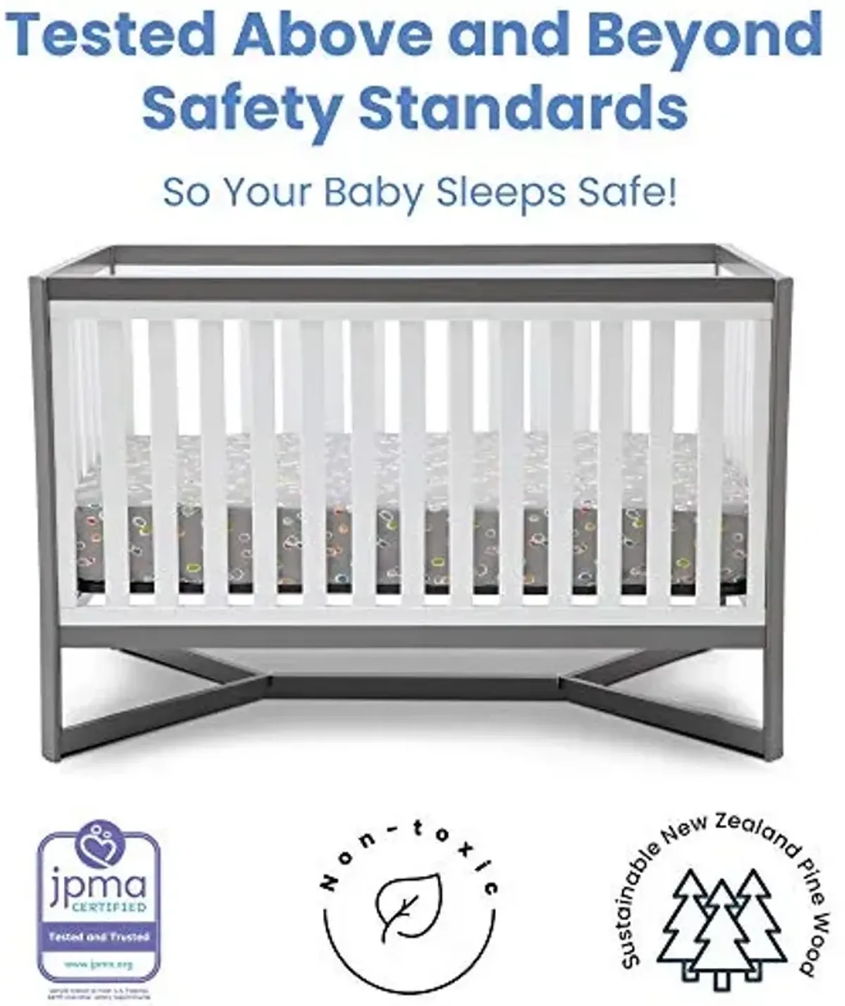 Delta Children Tribeca 4-in-1 Convertible Crib, White/Grey