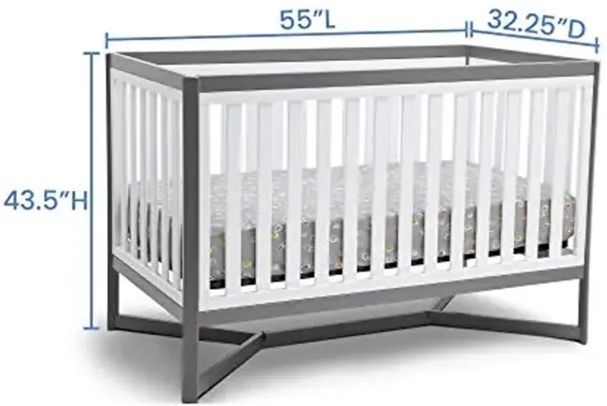Delta Children Tribeca 4-in-1 Convertible Crib, White/Grey