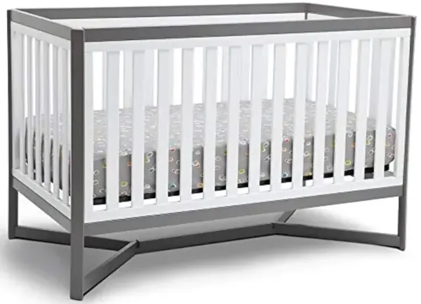 Delta Children Tribeca 4-in-1 Convertible Crib, White/Grey