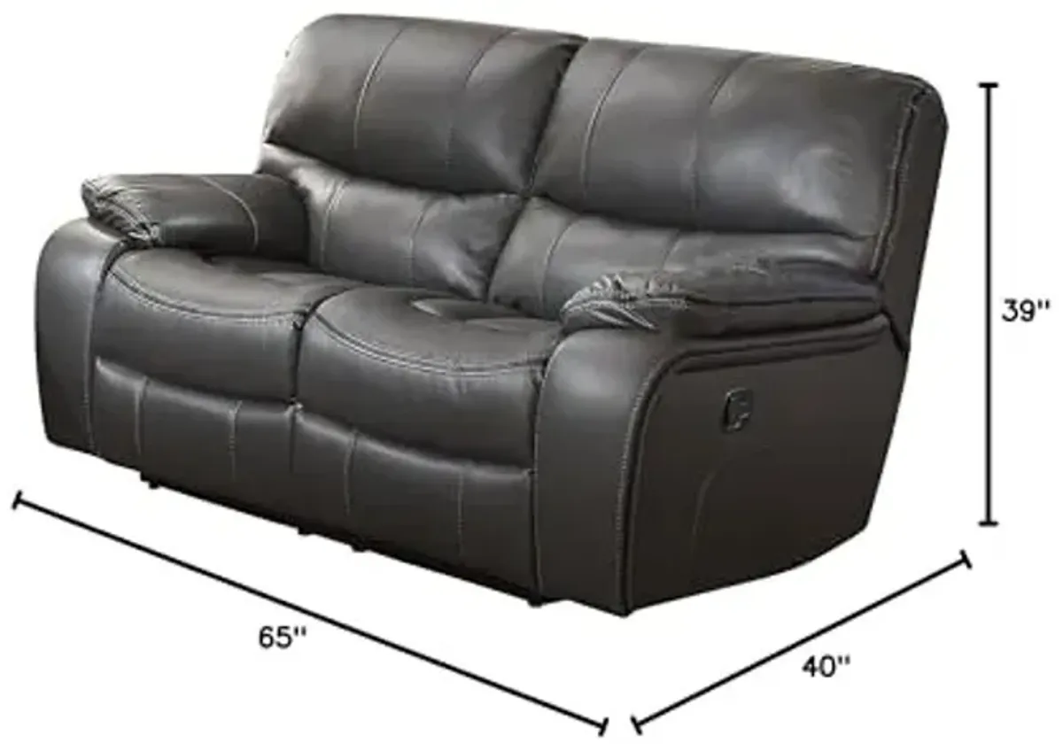 Homelegance Pecos Leather Gel Manual Double Reclining Love Seat, Gray