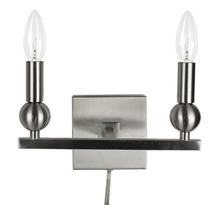 Urbanest Zio Wall Sconce with Double Bulb in Polished Nickel (Cord)
