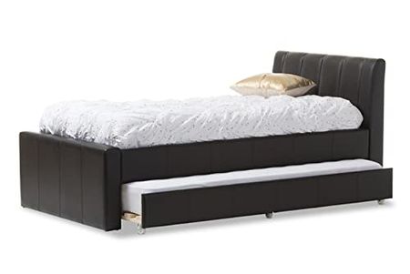 Baxton Studio Cosmo Modern and Contemporary Faux Leather Trundle Bed, Twin, Black