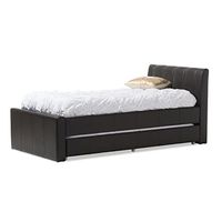 Baxton Studio Cosmo Modern and Contemporary Faux Leather Trundle Bed, Twin, Black