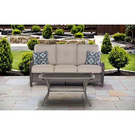 Hanover Orleans 2-Piece Patio Set in Heather Gray Weave Outdoor Furniture, Silver with Grey Wicker