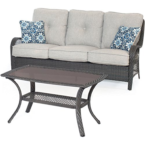 Hanover Orleans 2-Piece Patio Set in Heather Gray Weave Outdoor Furniture, Silver with Grey Wicker