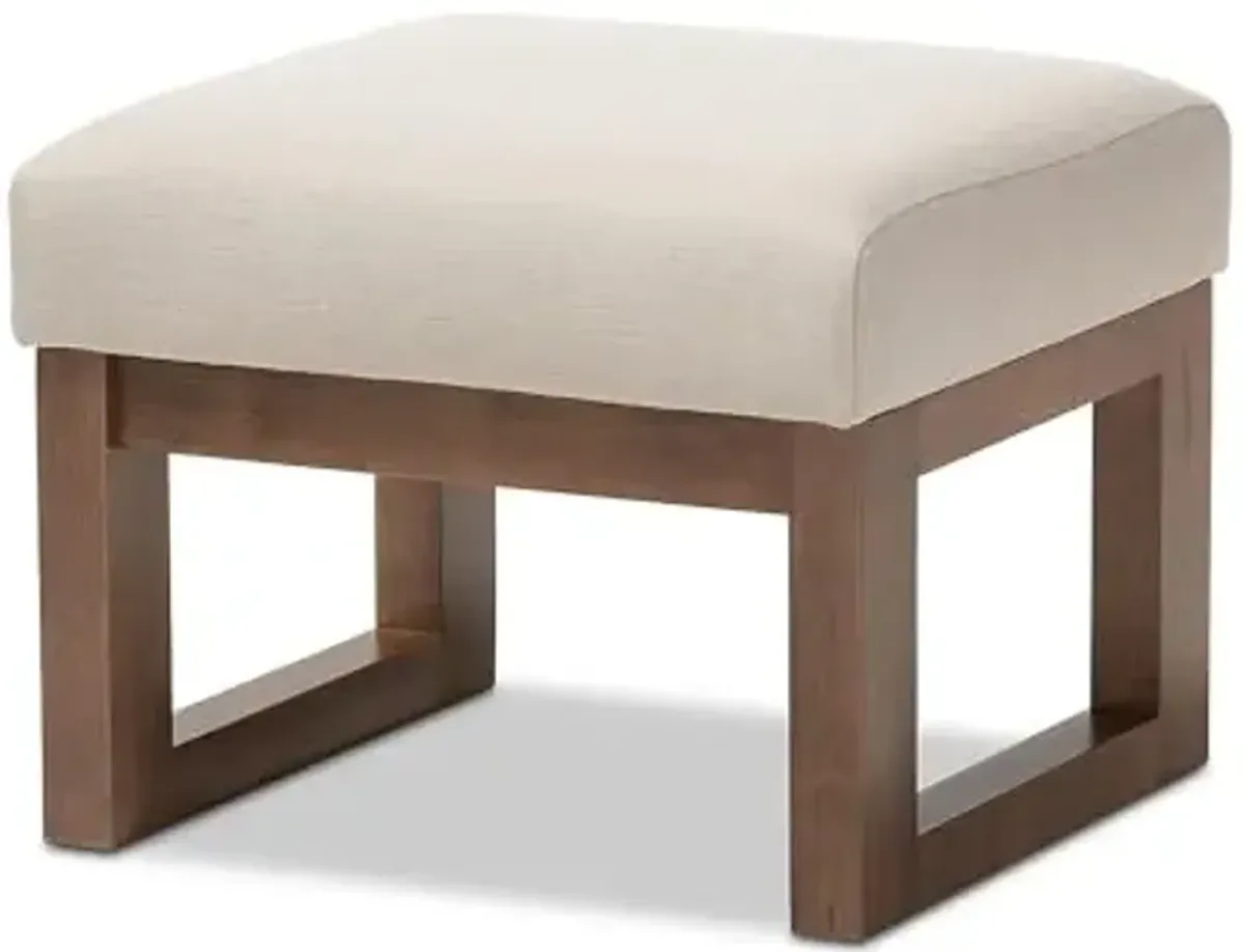 Baxton Studio Yashiya Fabric Ottoman, Light Beige