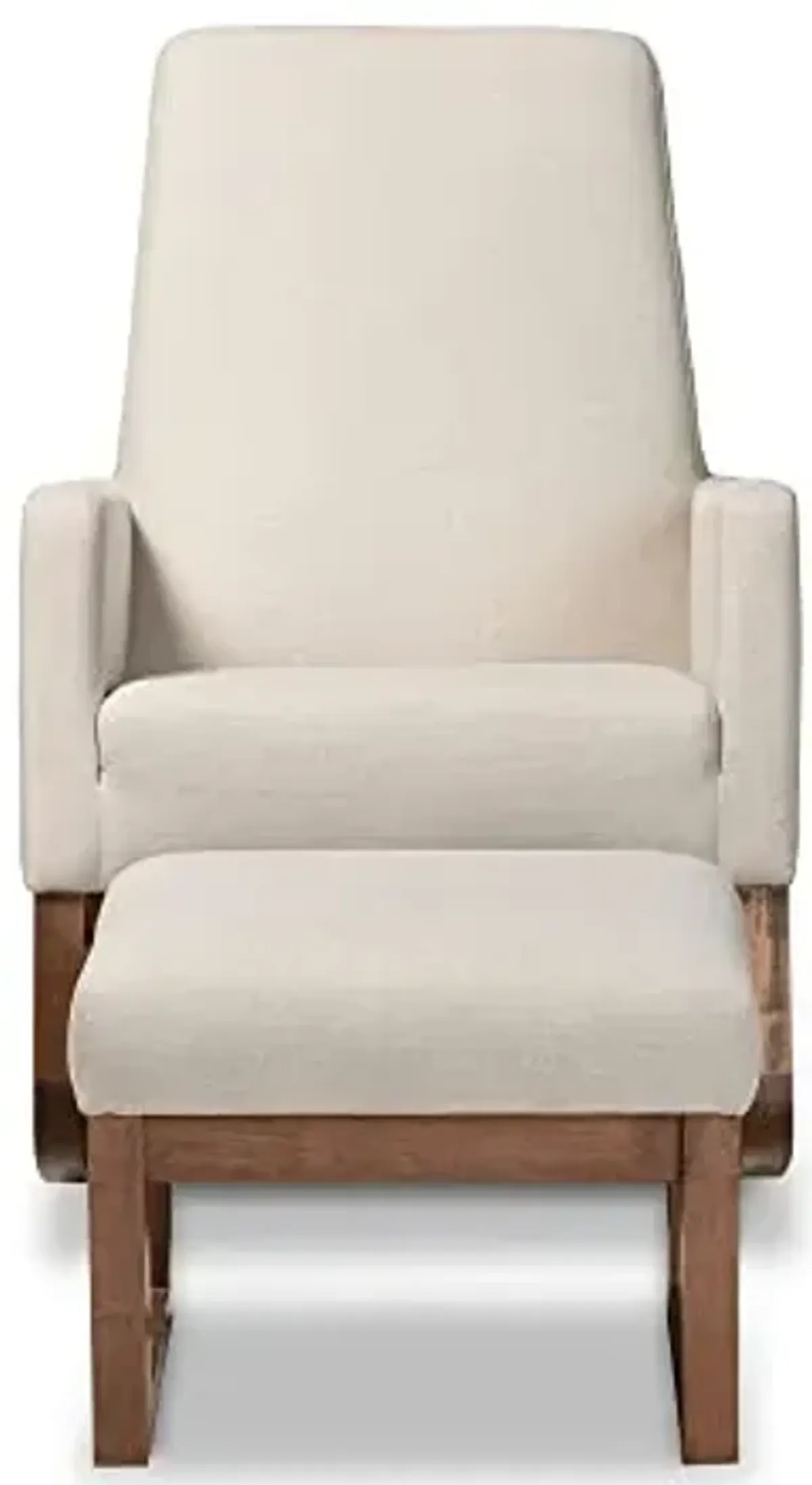 Baxton Studio Yashiya Rocking-Chairs, Ottoman Set, Light Beige