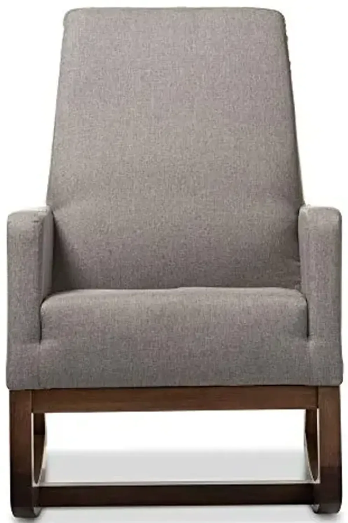 Baxton Studio Yashiya Mid Century Retro Modern Fabric Upholstered Rocking Chair, Wood, Grey