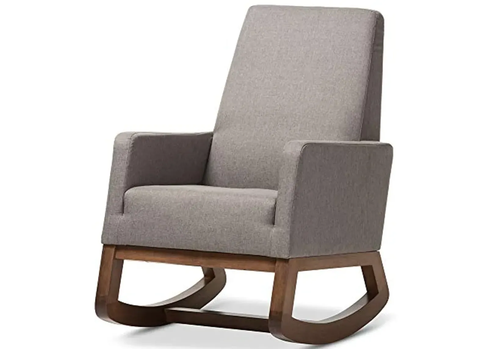 Baxton Studio Yashiya Mid Century Retro Modern Fabric Upholstered Rocking Chair, Wood, Grey