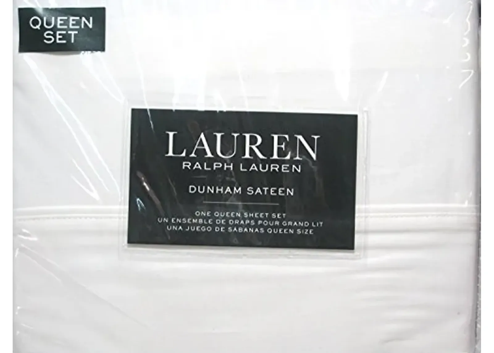 Lauren Ralph Lauren Queen Size Dunham Sateen 4 Piece Sheet Set 100% Cotton - White