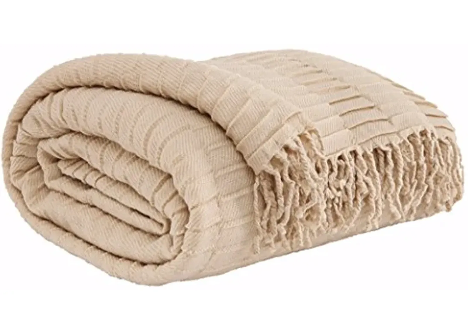 Signature Design by Ashley Mendez Farmhouse Ribbed Throw Blanket, 50 x 60 Inches, Cream