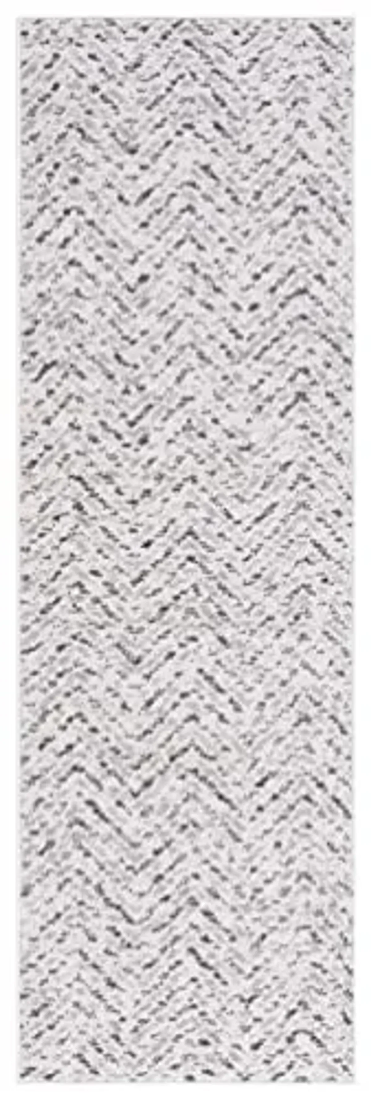 SAFAVIEH Adirondack Collection Runner Rug - 2'6" x 12', Ivory & Charcoal, Chevron Design, Non-Shedding & Easy Care, Ideal for High Traffic Areas in Living Room, Bedroom (ADR104N)