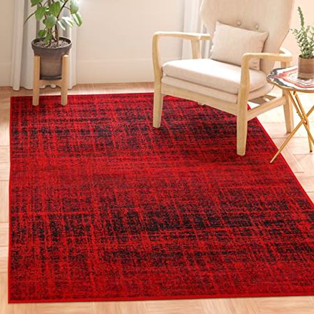 SAFAVIEH Adirondack Collection 3' x 5' Red / Black ADR116F Modern Abstract Non-Shedding Living Room Bedroom Accent Rug