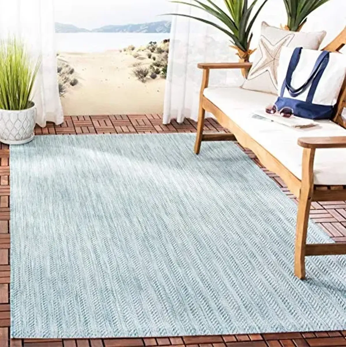 SAFAVIEH Courtyard Collection 2' x 3'7" Brown / Beige CY8022 Indoor/ Outdoor Waterproof Easy Cleaning Patio Backyard Mudroom Accent Rug