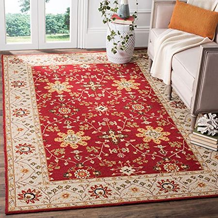 SAFAVIEH Easy Care Collection 9' x 12' Red / Ivory EZC751C Hand-Hooked Area Rug