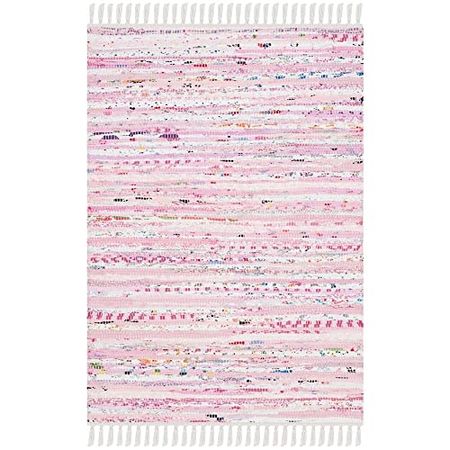 SAFAVIEH Rag Rug Collection 2' x 3' Light Pink/Multi RAR125E Handmade Boho Stripe Cotton Accent Rug