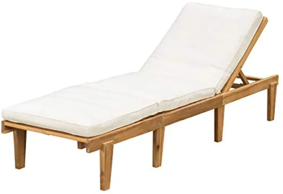 Christopher Knight Home Ariana Acacia Wood Chaise Lounge with Cushion, Teak Finish