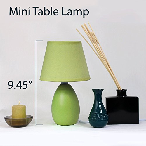 Green Simple Designs LT2009-GRN Mini Oval Egg Ceramic Table Lamp, Height: 9.45" Order Now! with E-Book Gift@