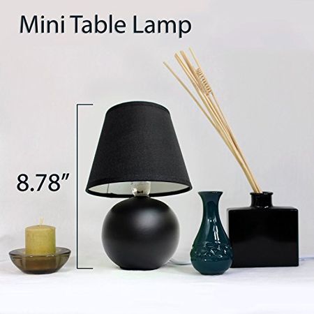 Simple Designs LT2008-BLK Mini Ceramic Globe Table Lamp, Black, Height: 8.78" Shade diameter: 5.5" Order Now! With E-book Gift@