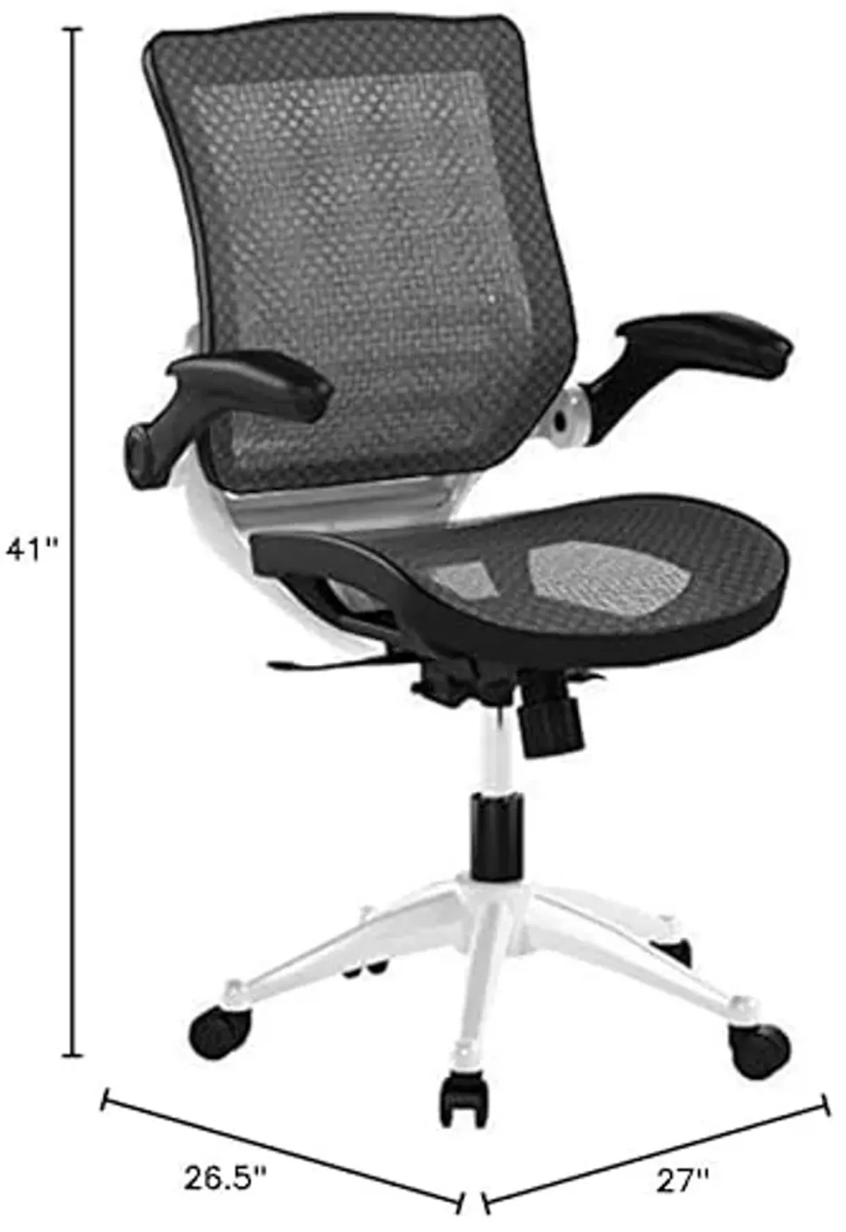 Modway Edge All Mesh Office Chair In Gray With Flip-Up Arms - Perfect For Computer Desks