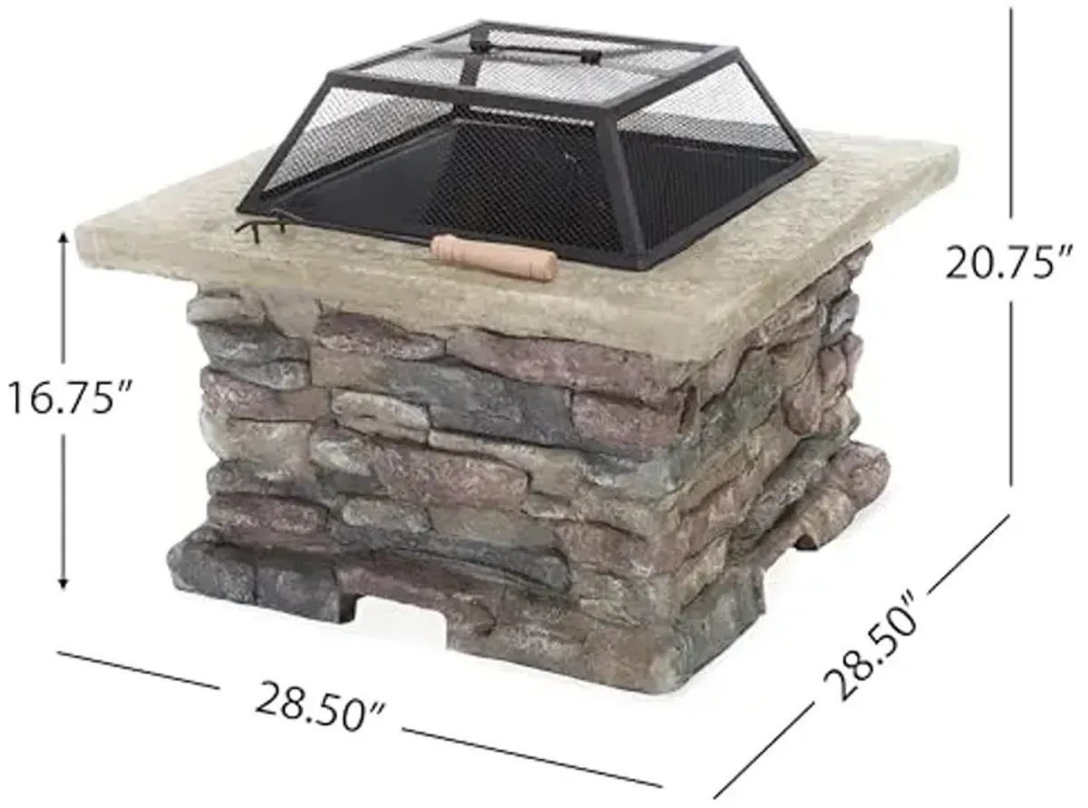 Christopher Knight Home Corporal Square Fire Pit, Stone