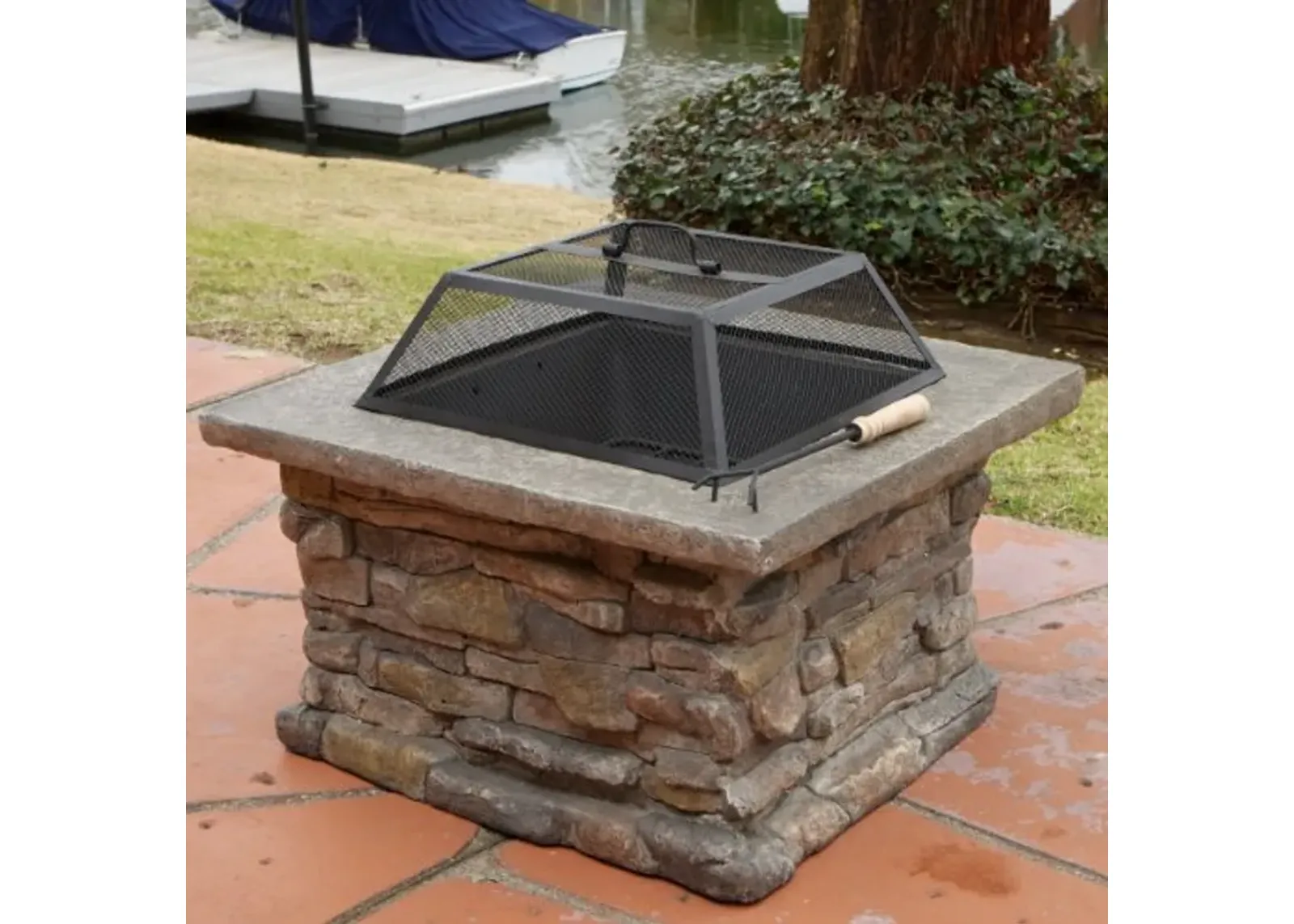 Christopher Knight Home Corporal Square Fire Pit, Stone