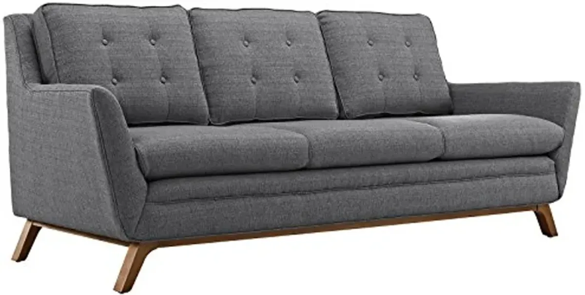 Modway Beguile Mid-Century Modern Sofa Upholstered Fabric with Sofa and Two Armchairs in Gray