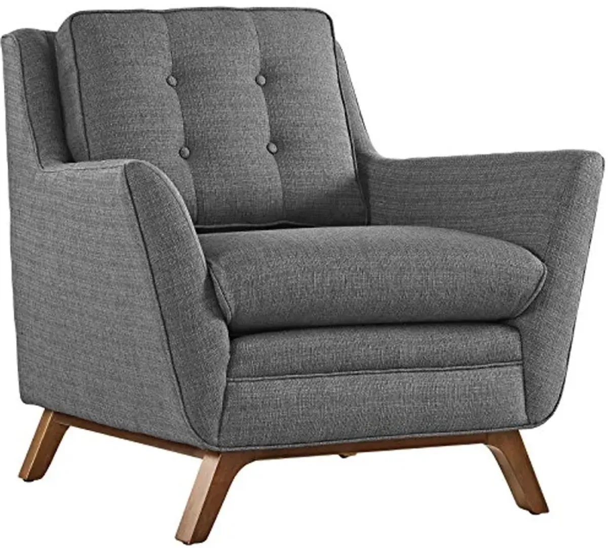 Modway Beguile Mid-Century Modern Sofa Upholstered Fabric with Sofa and Two Armchairs in Gray