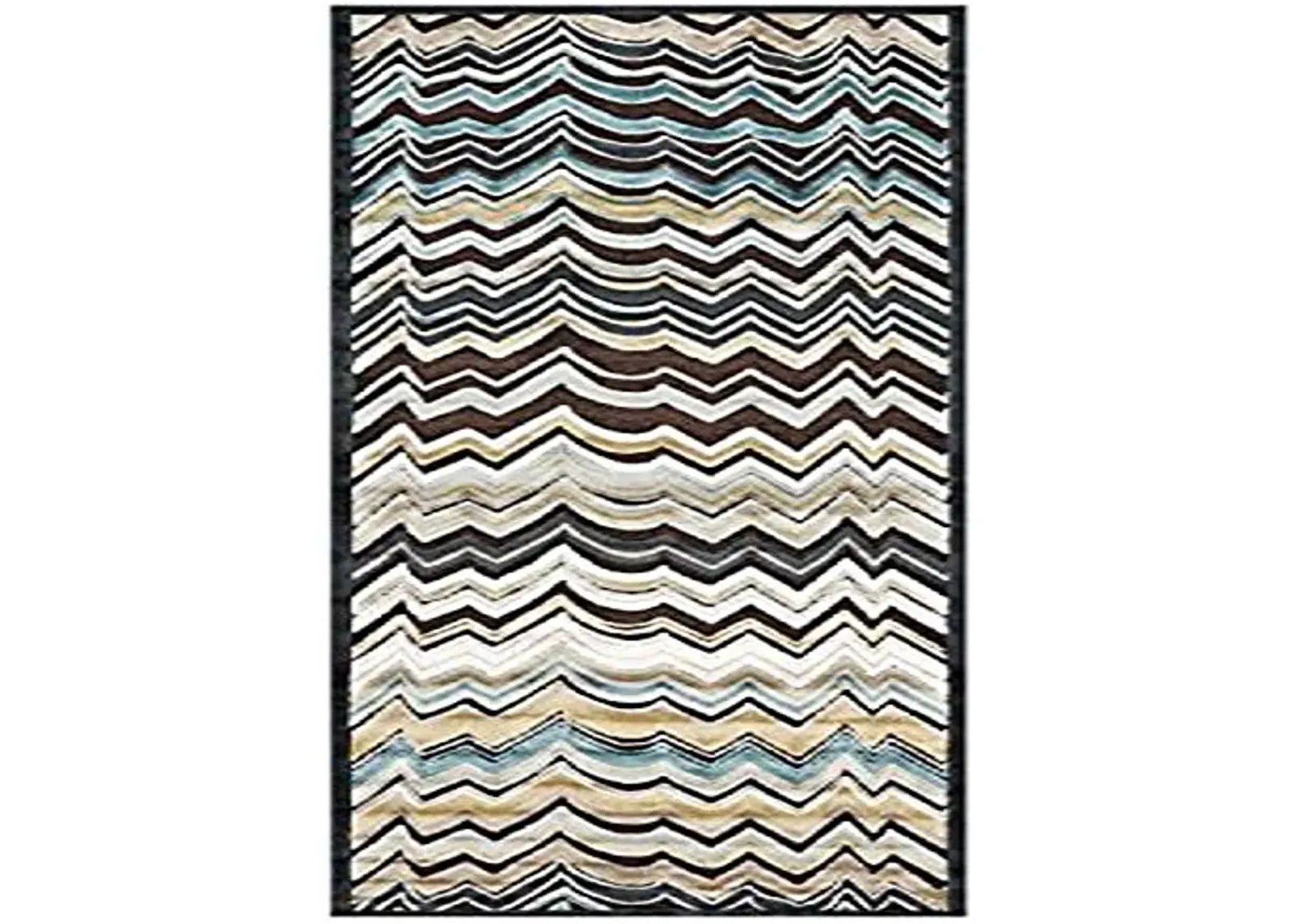 Feizy Rugs Saphir Cabo Collection Imported Area Rug, 2'6" x 8', Dark Chocolate/Aqua