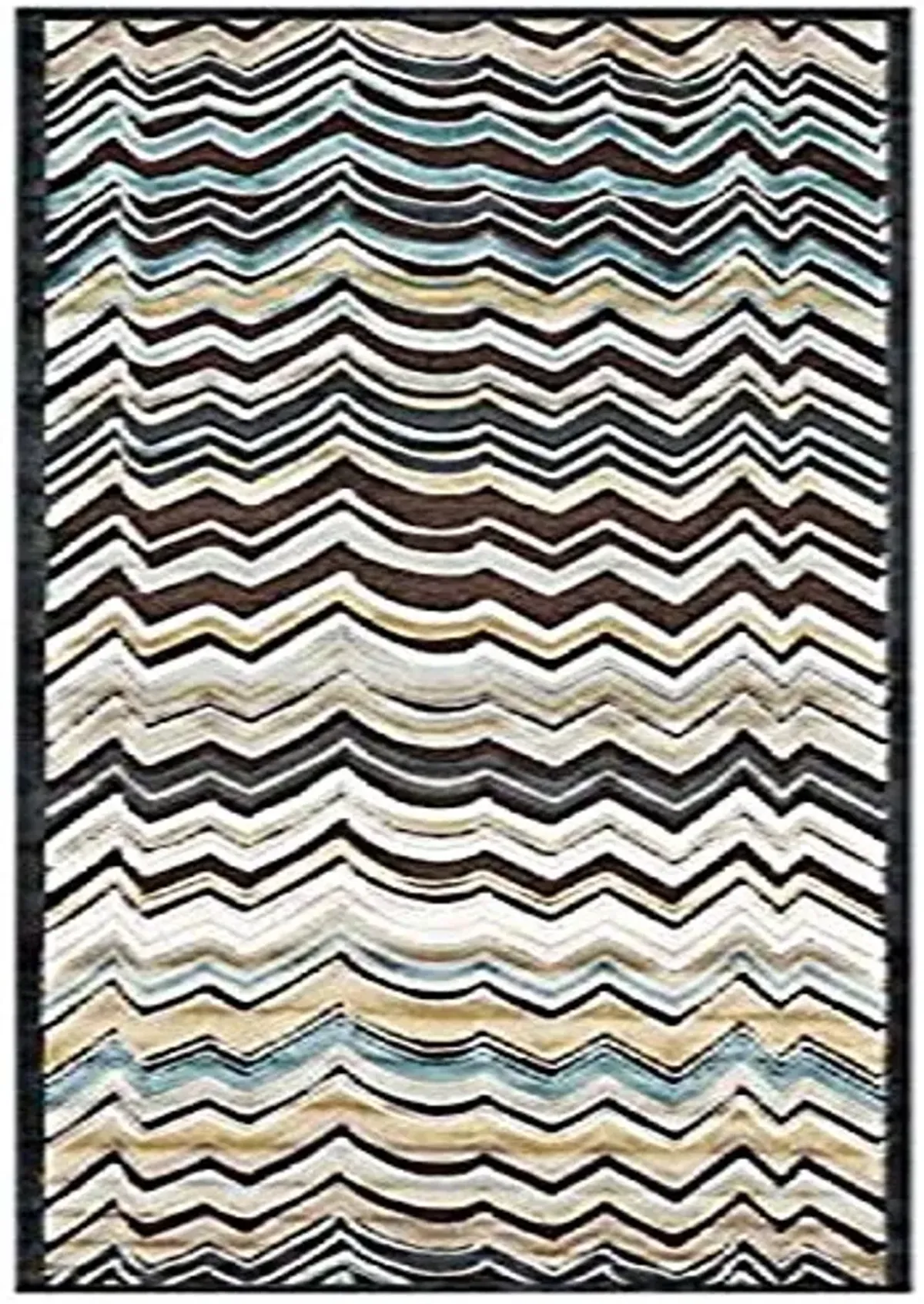 Feizy Rugs Saphir Cabo Collection Imported Area Rug, 2'6" x 8', Dark Chocolate/Aqua