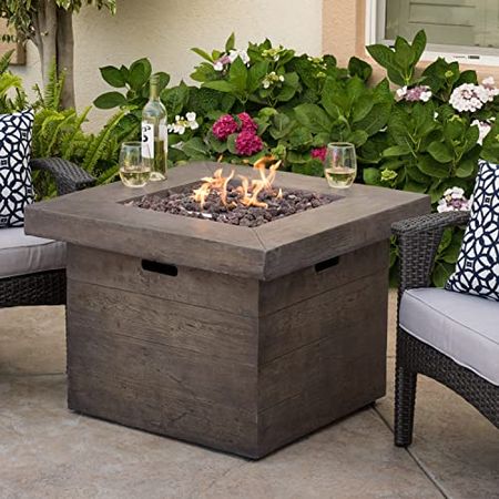 Christopher Knight Home Anchorage Magnesium Oxide Square Gas Fire Pit, 32", Brown