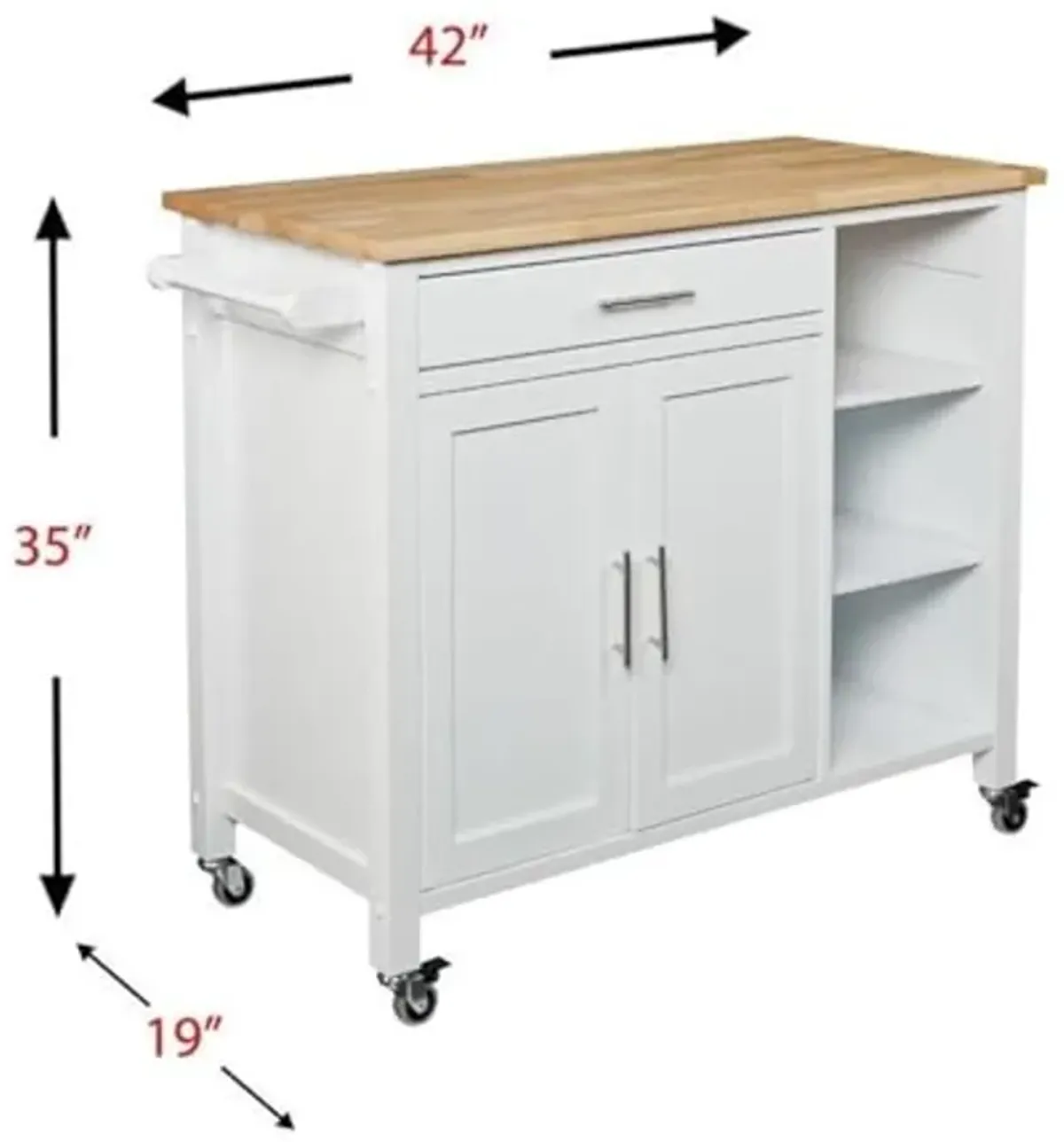 Southern Enterprises SEI Furniture Martinville Kitchen Cart in White