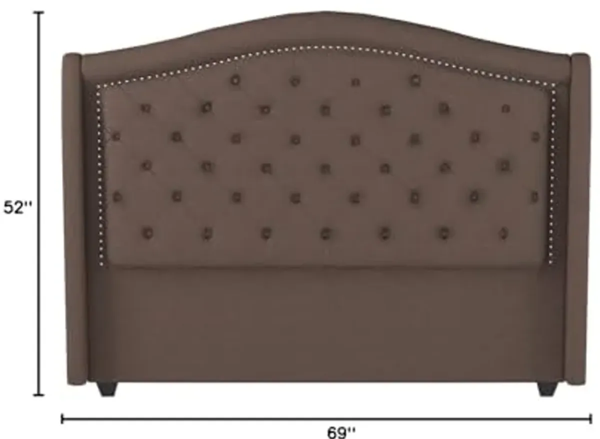 Homelegance Bryndle Button Tufted Linen Like Upholstered Headboard, Grey, Queen