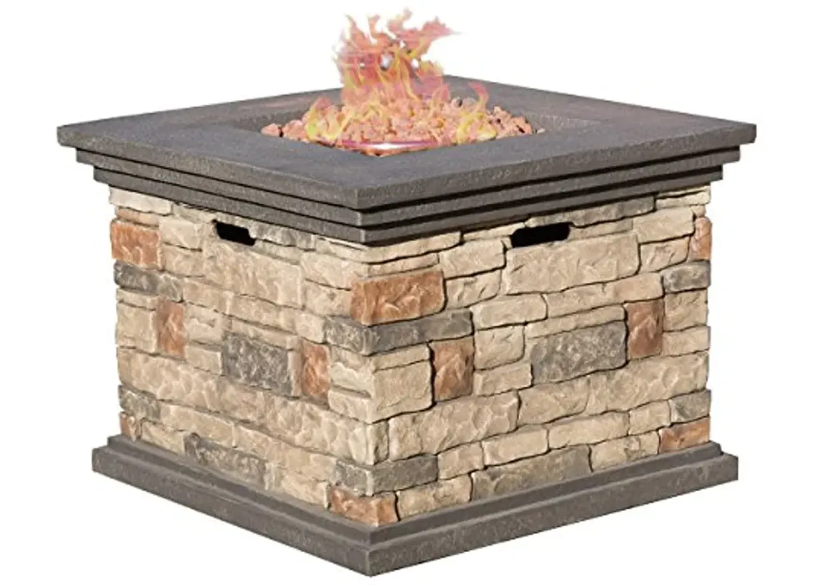 Christopher Knight Home | Crawford | Outdoor Square Propane Fire Pit with Stone