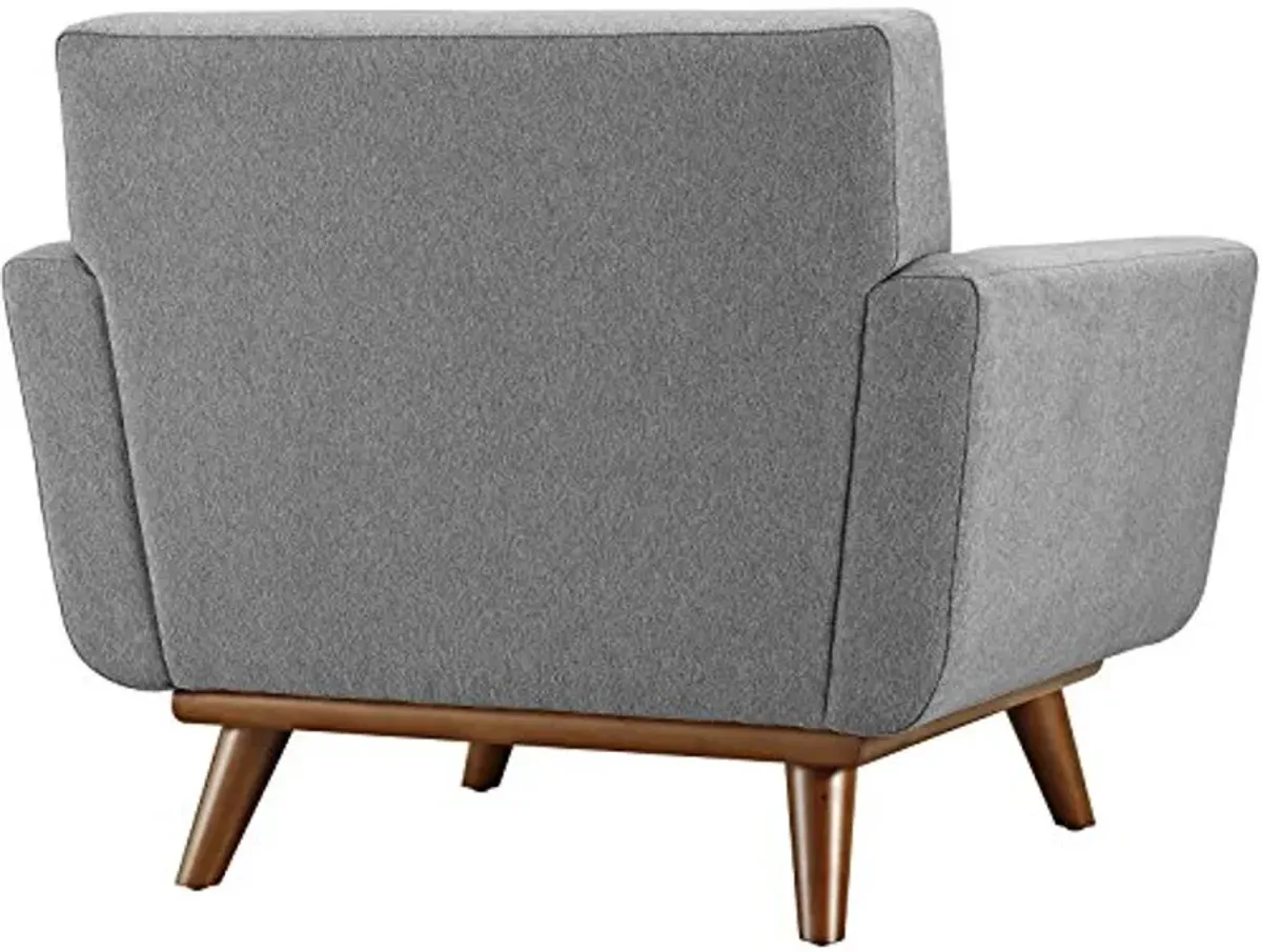 Modway Engage Mid-Century Modern Upholstered Fabric Accent Armchair and Ottoman in Expectation Gray