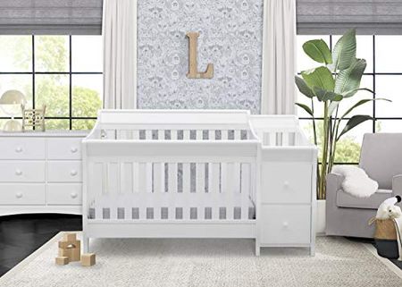 Delta Children Bentley S 4-in-1 Convertible Crib and Changer - Greenguard Gold Certified, White