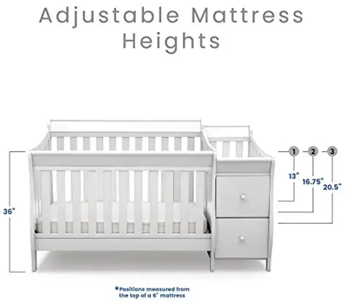 Delta Children Bentley S 4-in-1 Convertible Crib and Changer - Greenguard Gold Certified, White