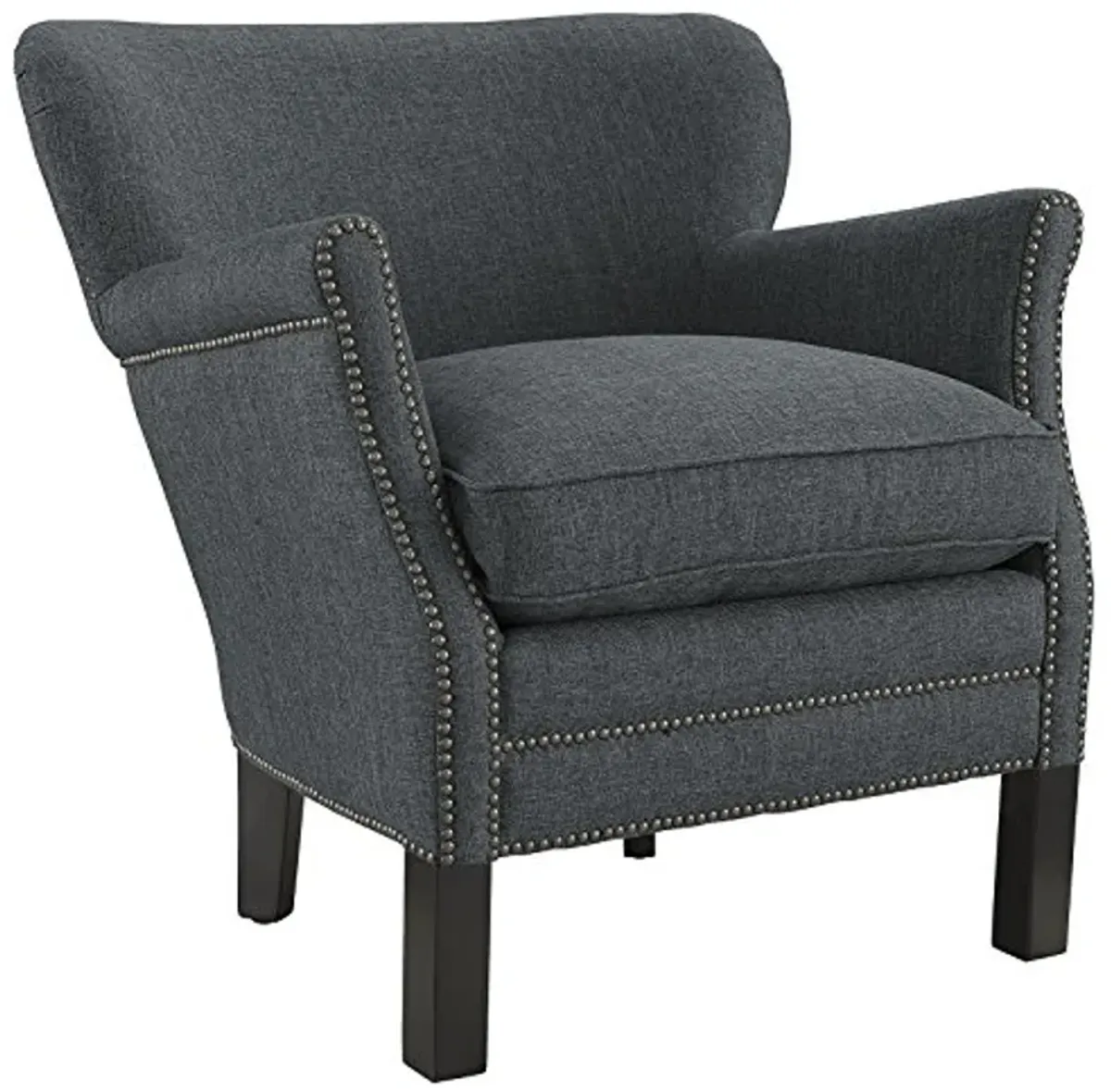 Modway Key Fabric Upholstered Accent Lounge Arm Chair in Gray with Nailhead Trim