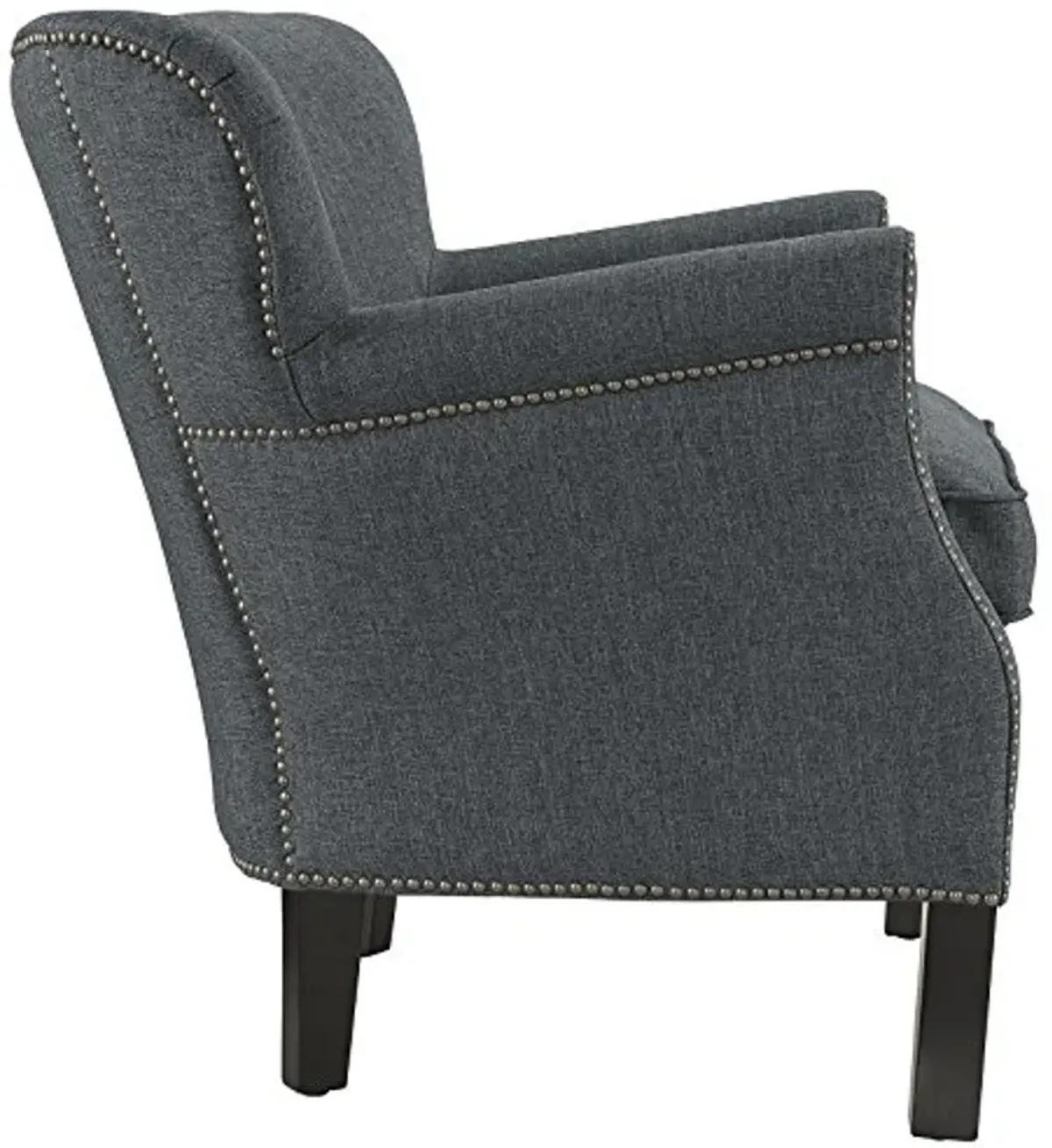 Modway Key Fabric Upholstered Accent Lounge Arm Chair in Gray with Nailhead Trim