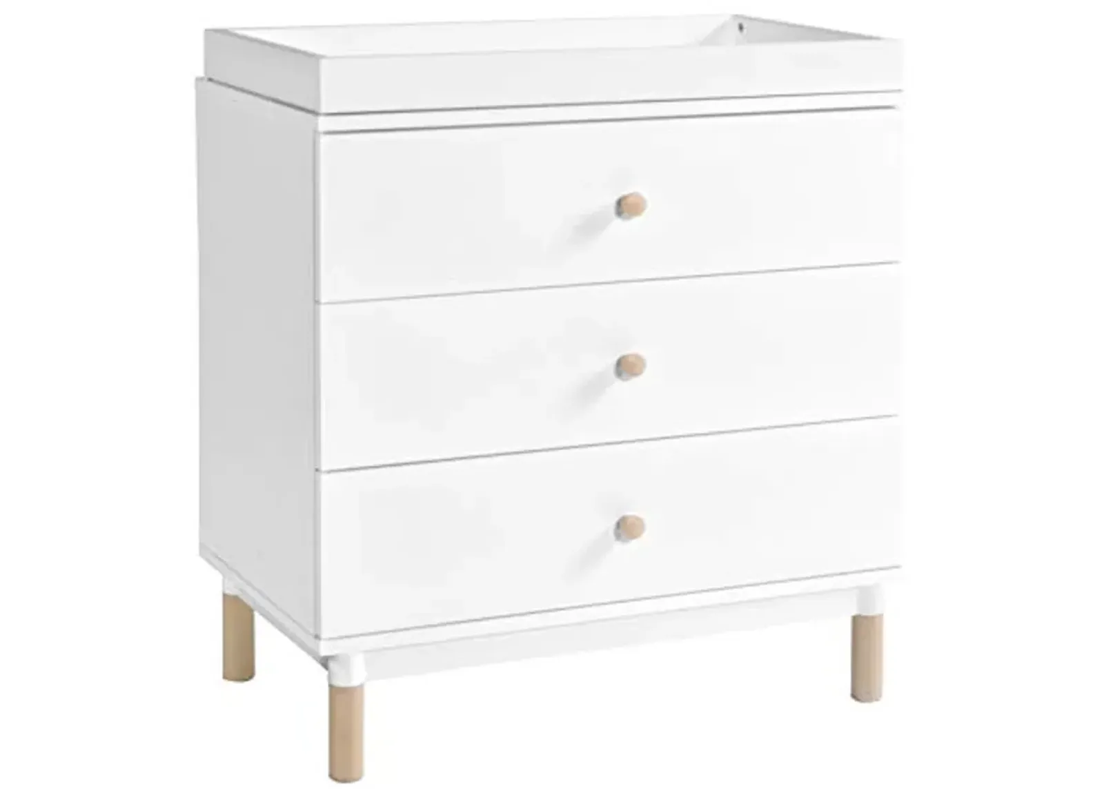 Babyletto Gelato 3-Drawer Changer Dresser with Removable Changing Tray in White and Washed Natural, Greenguard Gold Certified