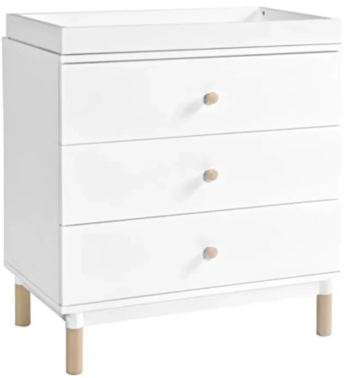 Babyletto Gelato 3-Drawer Changer Dresser with Removable Changing Tray in White and Washed Natural, Greenguard Gold Certified